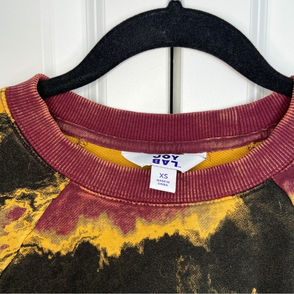 JOYLAB MAROON BLACK & YELLOW TIE DYE CROPPED SWEATSHIRT - Picture 3 of 5